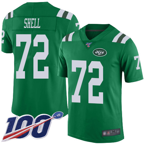 New York Jets Limited Green Youth Brandon Shell Jersey NFL Football #72 100th Season Rush Vapor Untouchable